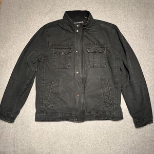 Levis Cargo Jacket Mens Medium Black Lined Quilted Cotton Utility Midweight